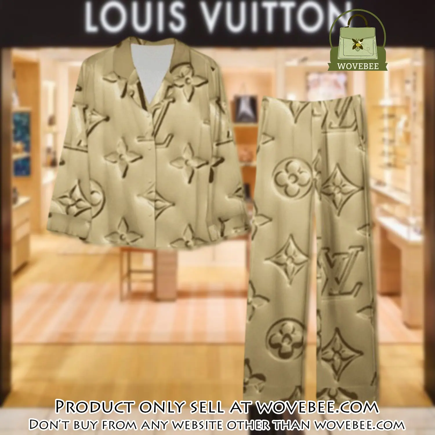 Trending luxury lv satin pajama set pjs1089 wvb1346636